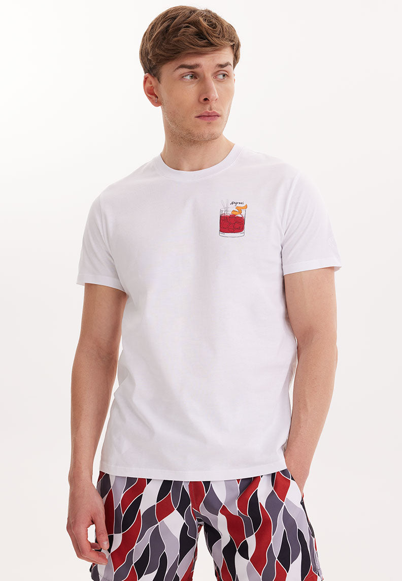 WMCOCKTAIL NEGRONI TEE in White