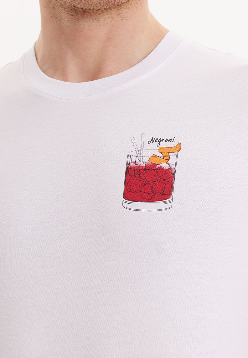 WMCOCKTAIL NEGRONI TEE in White