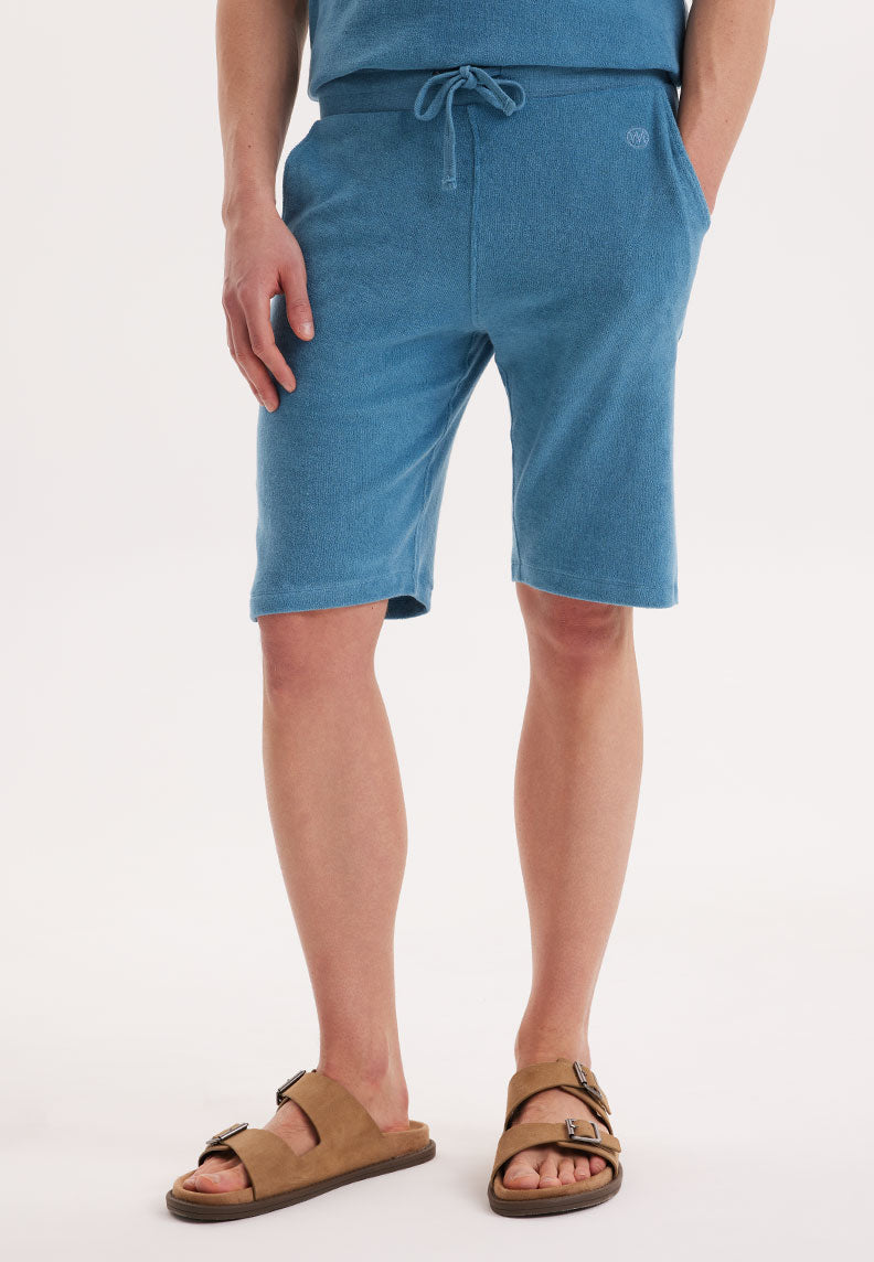 BREEZE TOWELLING SHORTS in Aegean Blue