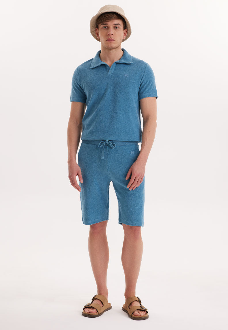 BREEZE TOWELLING SHORTS in Aegean Blue