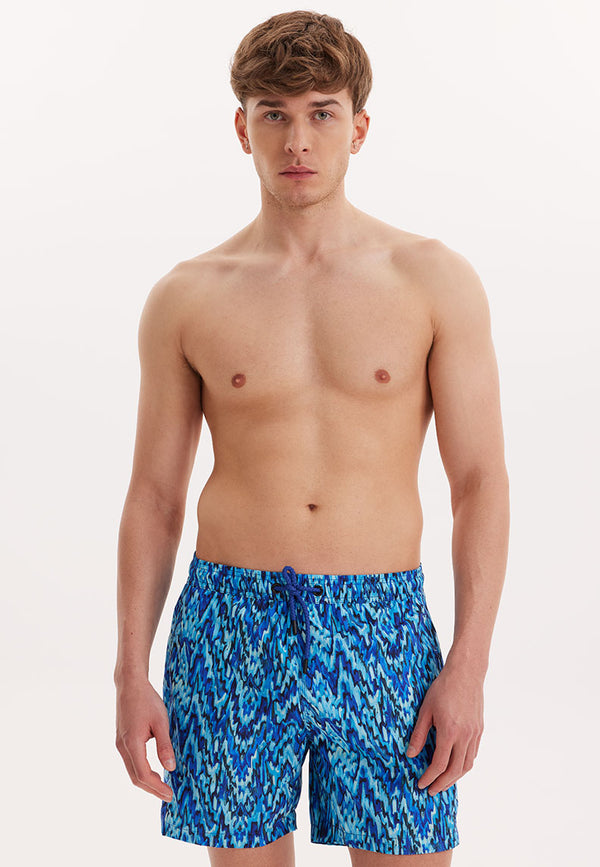 WMPATTERN PRINT SWIM SHORTS in Blue AOP