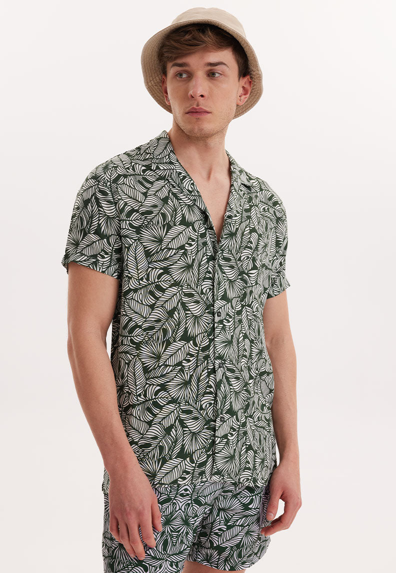 WMHAWAII BOTANIC S/S SHIRT in Green AOP