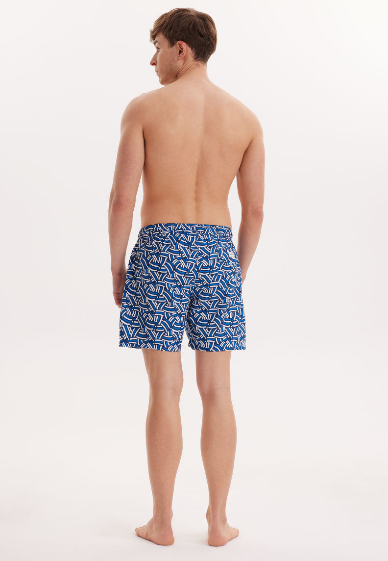 WMGEOMETRIC CURVE SWIM SHORTS in Navy AOP