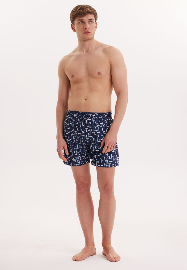 WMGEOMETRIC MAZE SWIM SHORTS in Navy AOP