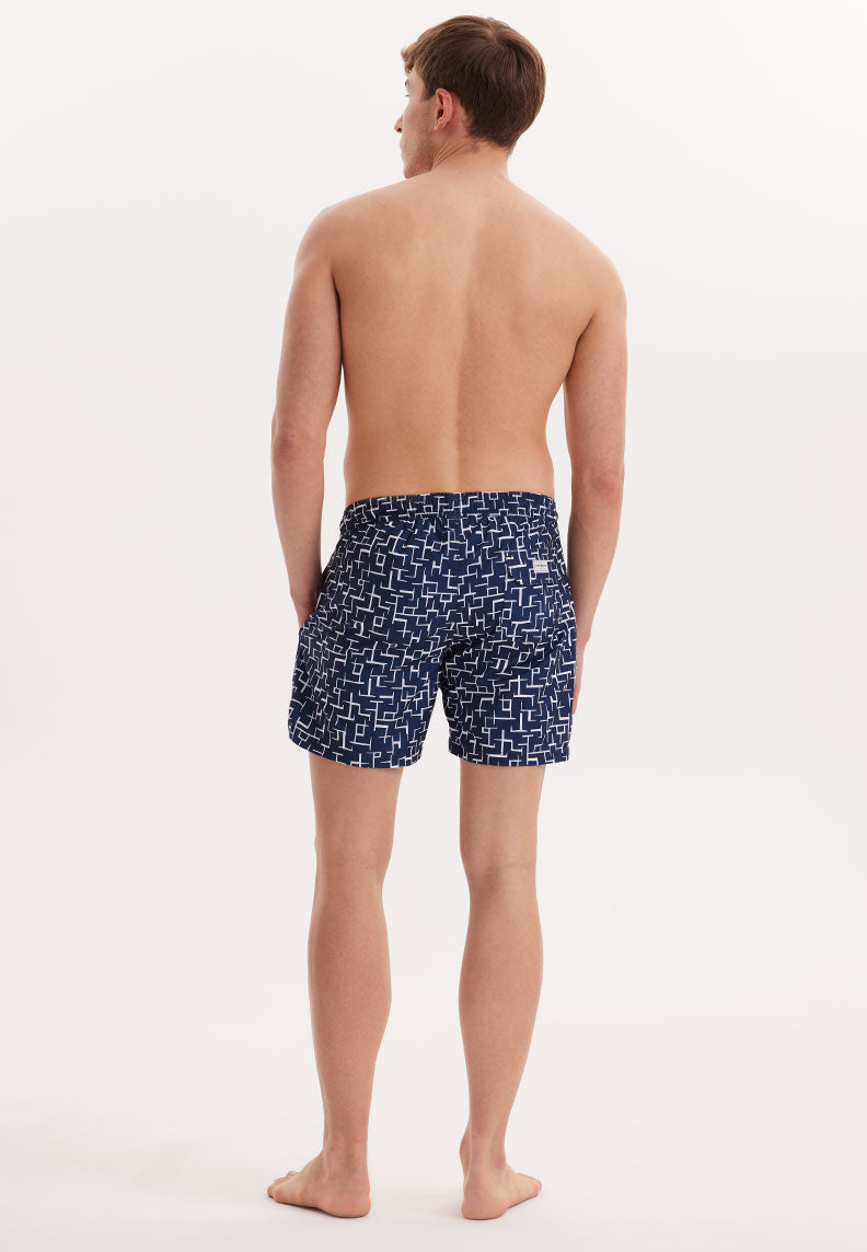 WMGEOMETRIC MAZE SWIM SHORTS in Navy AOP