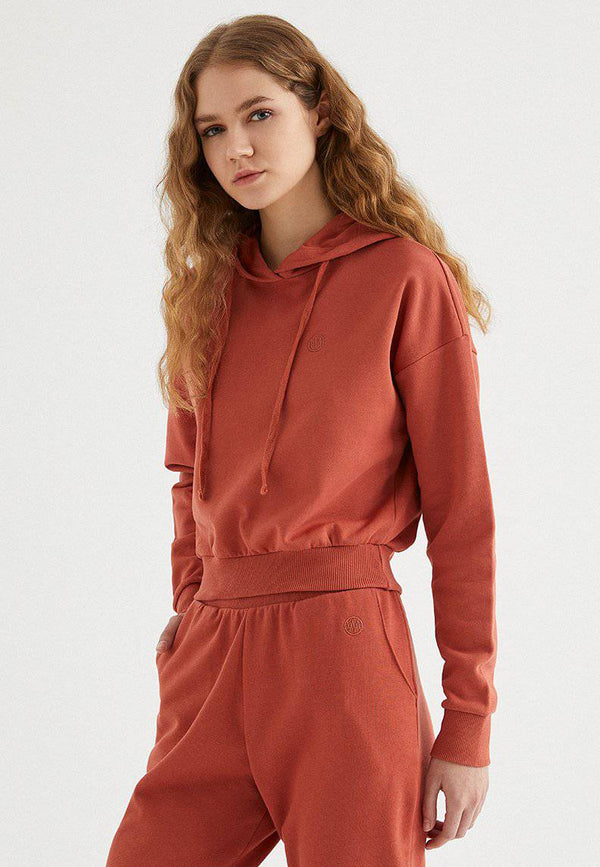 ENJOY CROPPED HOODIE in Ketchup