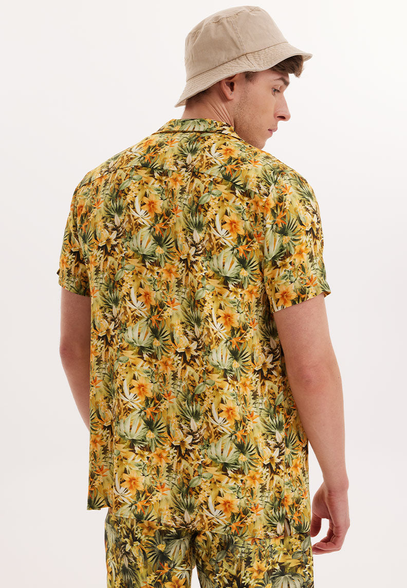WMHAWAII LEAF S/S SHIRT in Yellow AOP