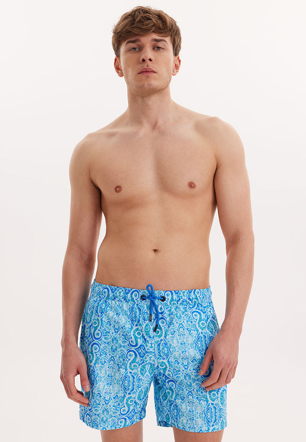 WMPATTERN MAJOLICA SWIM SHORTS in Light Blue AOP
