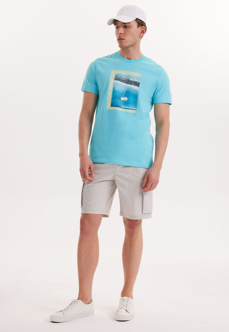 WMCOLLAGE MOMENT TEE in Blue Curacao