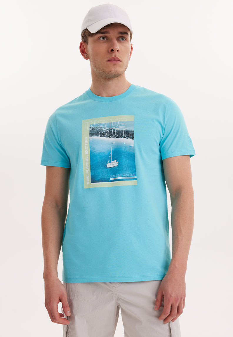 WMCOLLAGE MOMENT TEE in Blue Curacao