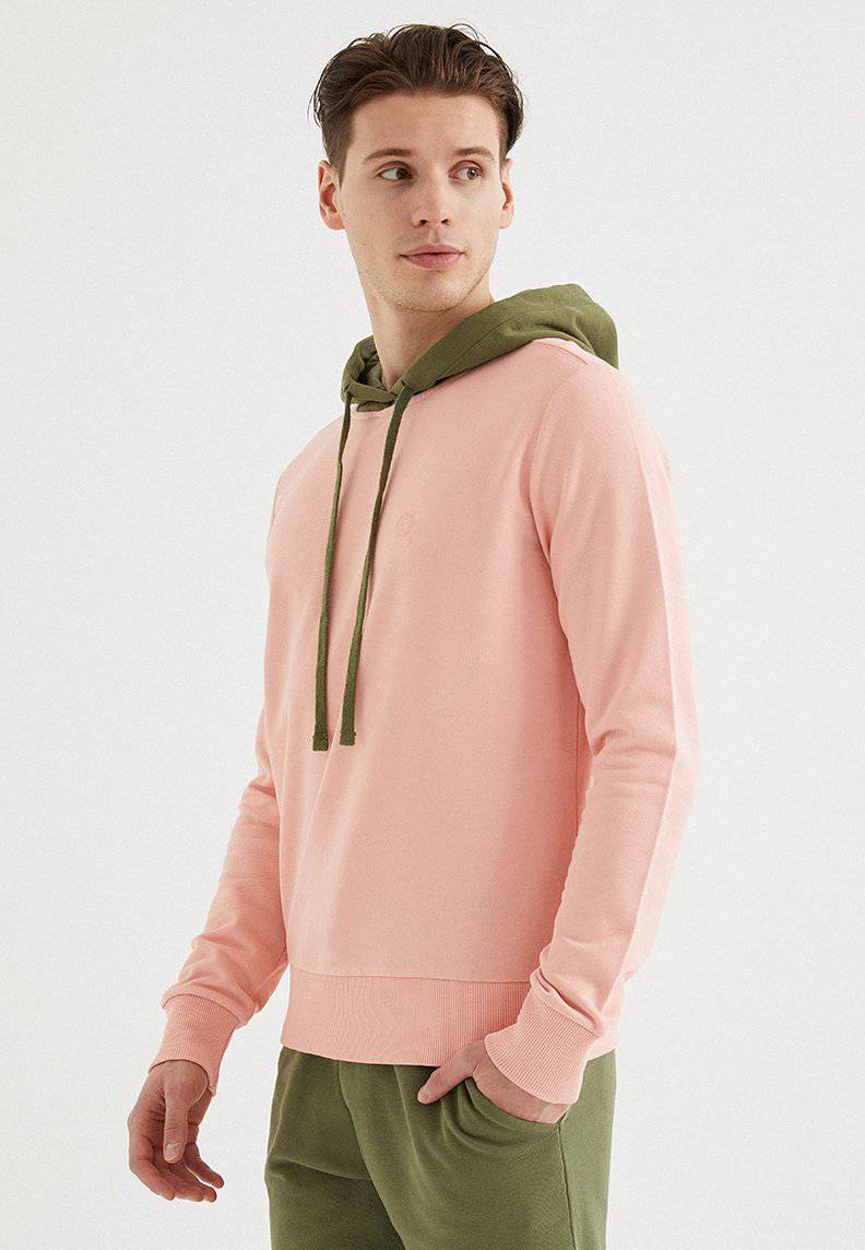 CORE COLOUR BLOCKED HOODIE in Coral Cloud