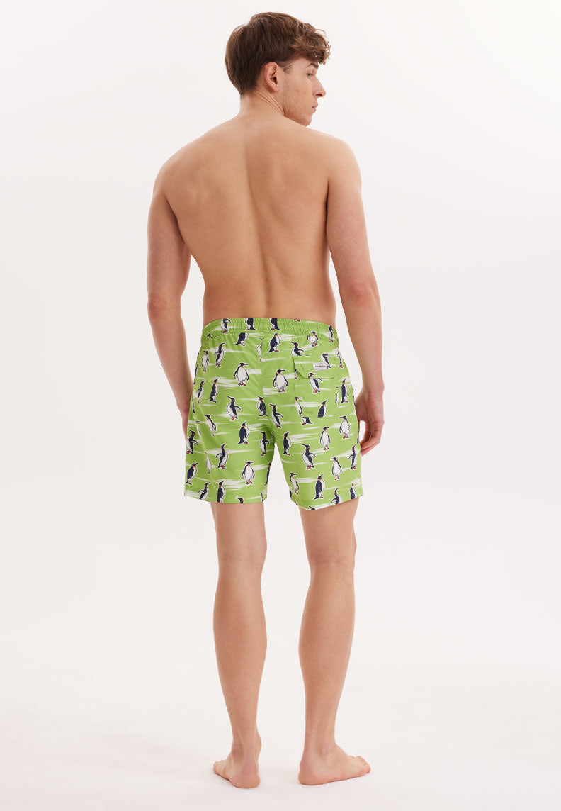 WMANIMAL PENGUIN SWIM SHORTS in Green AOP