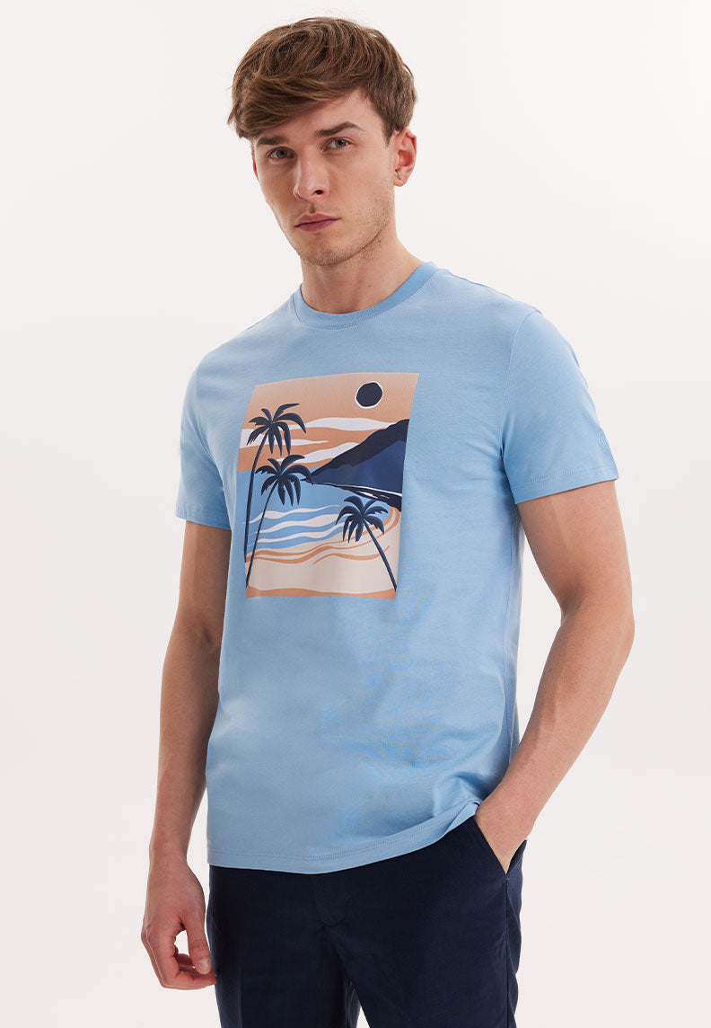 WMVIEW PALM TEE in Blissful Blue