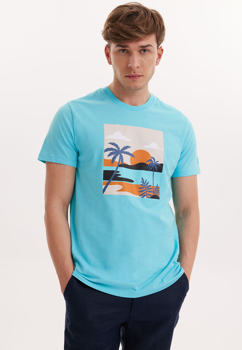 WMVIEW SUNSET TEE in Blue Curacao
