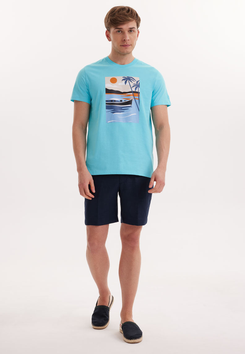 WMVIEW BOAT TEE in Blue Curacao