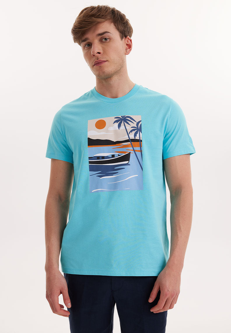 WMVIEW BOAT TEE in Blue Curacao