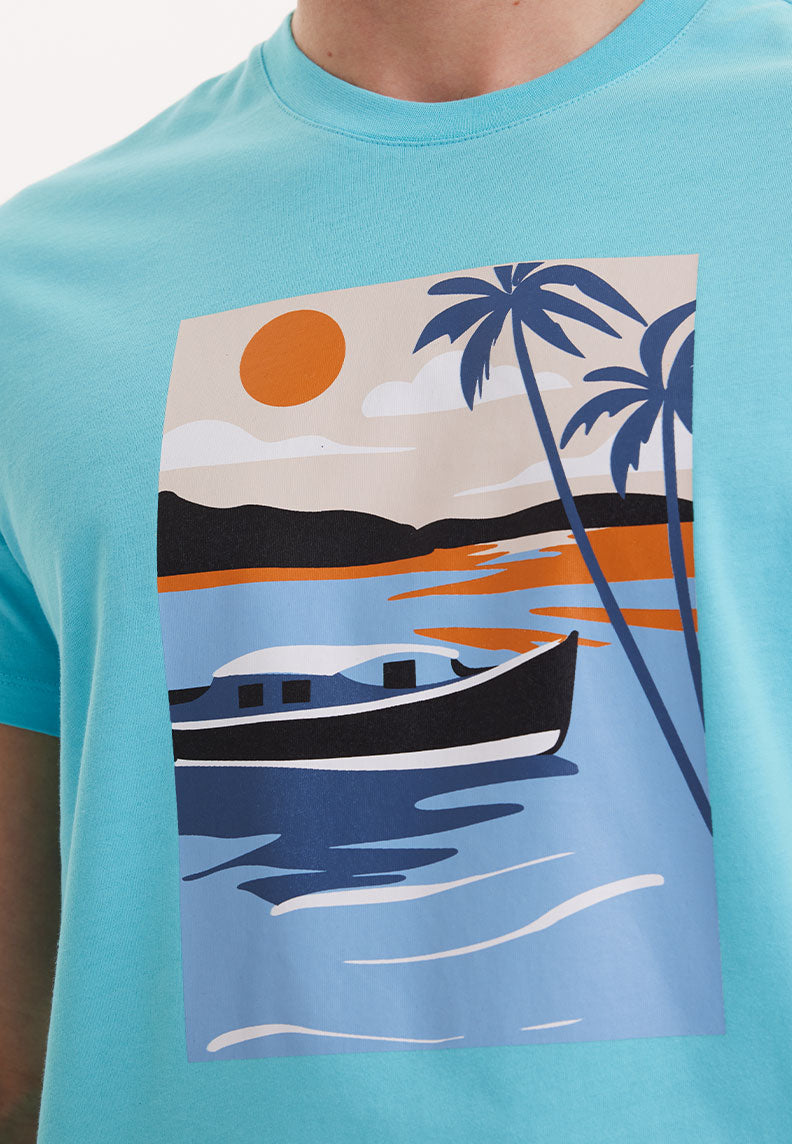 WMVIEW BOAT TEE in Blue Curacao