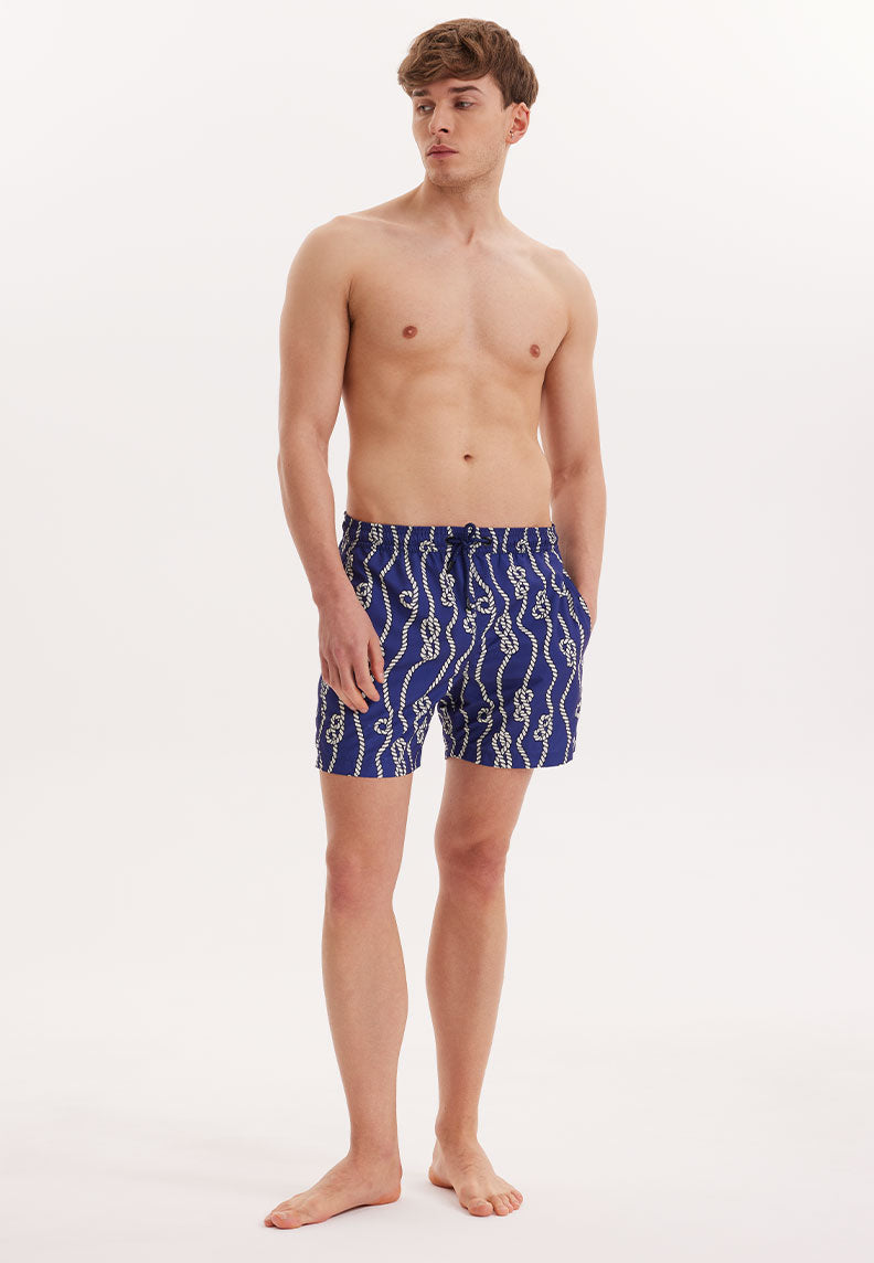 WMROPE KNOT SWIM SHORTS in Navy AOP