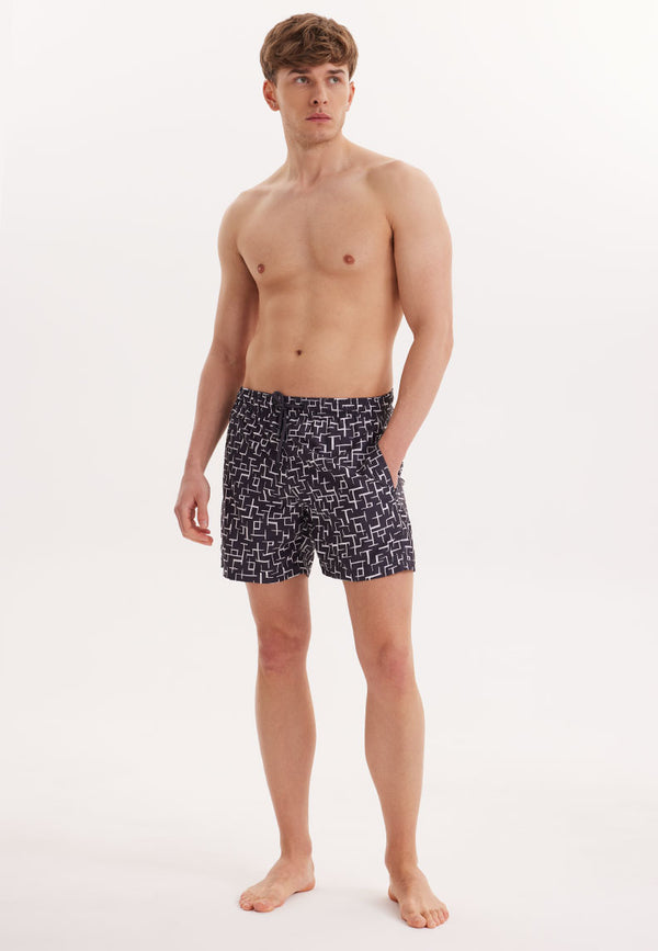 WMGEOMETRIC MAZE SWIM SHORTS in Grey AOP