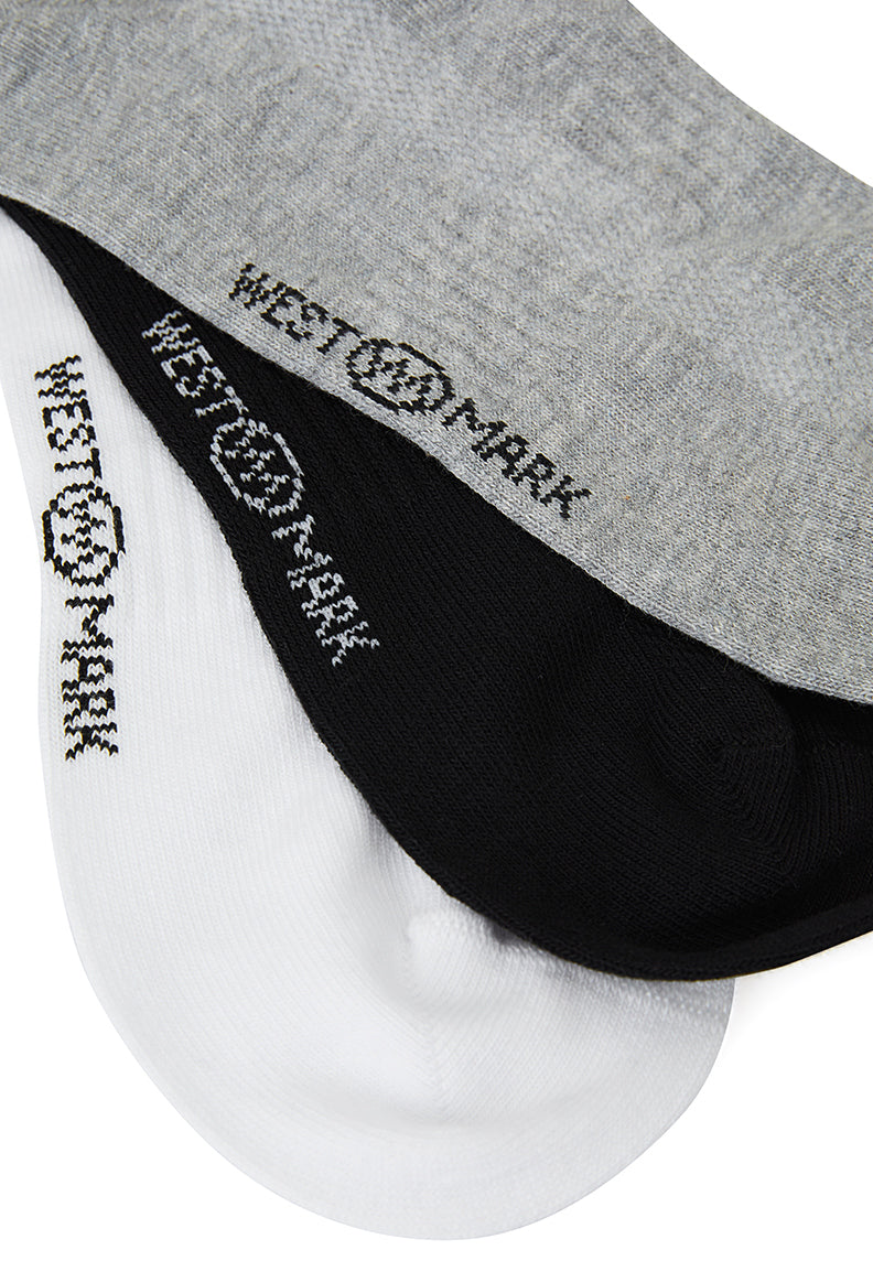 ANKLE SOCKS 6-PACK in Black, White, Grey Melange