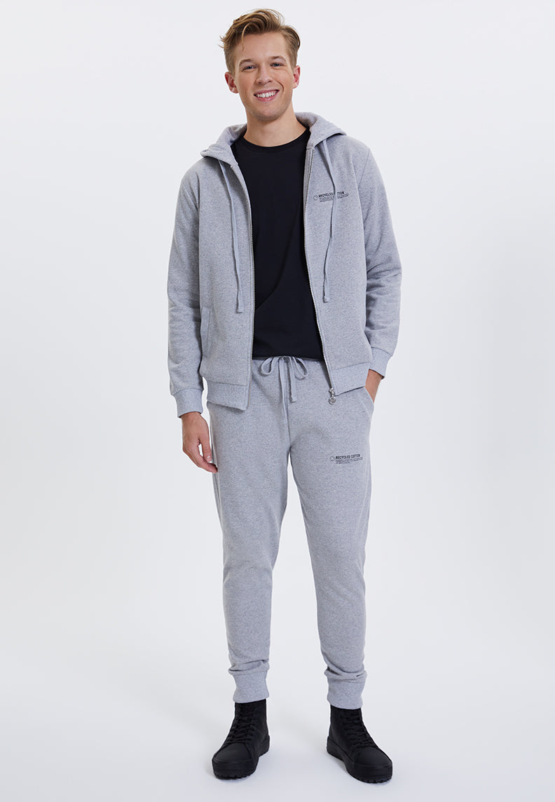 WMRECYCLED ZIP HOODIE in Grey Melange