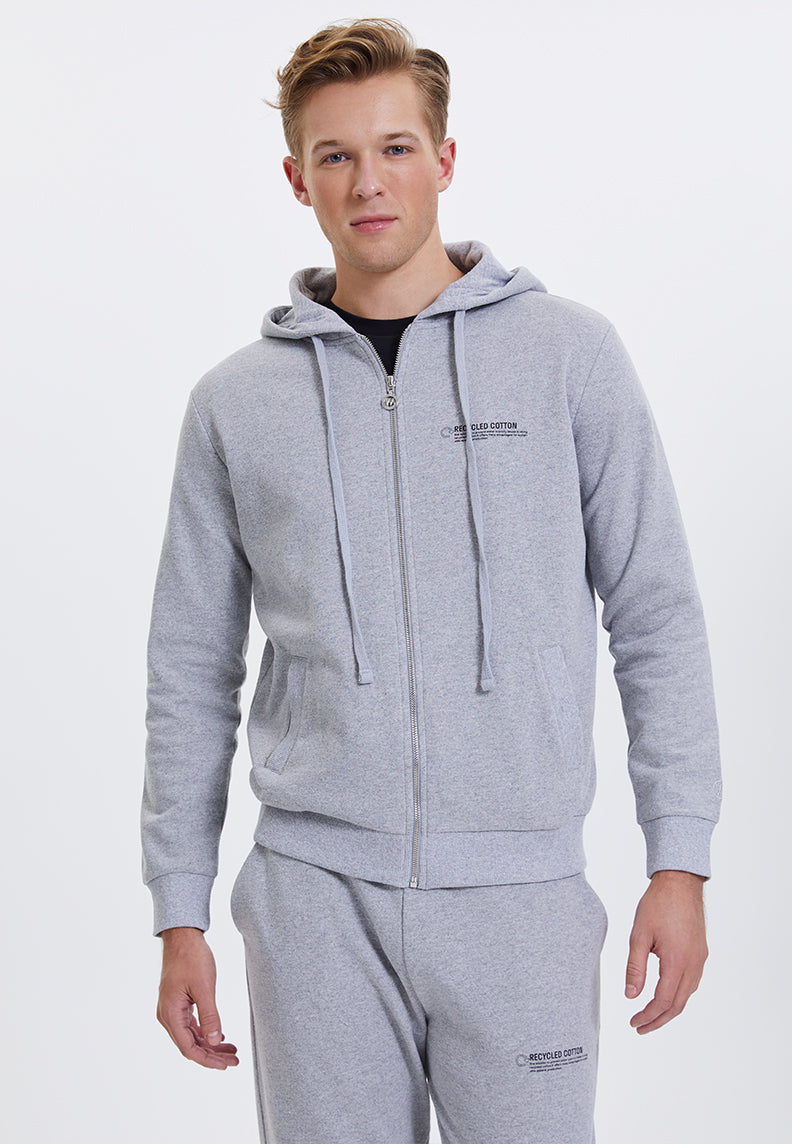 WMRECYCLED ZIP HOODIE in Grey Melange