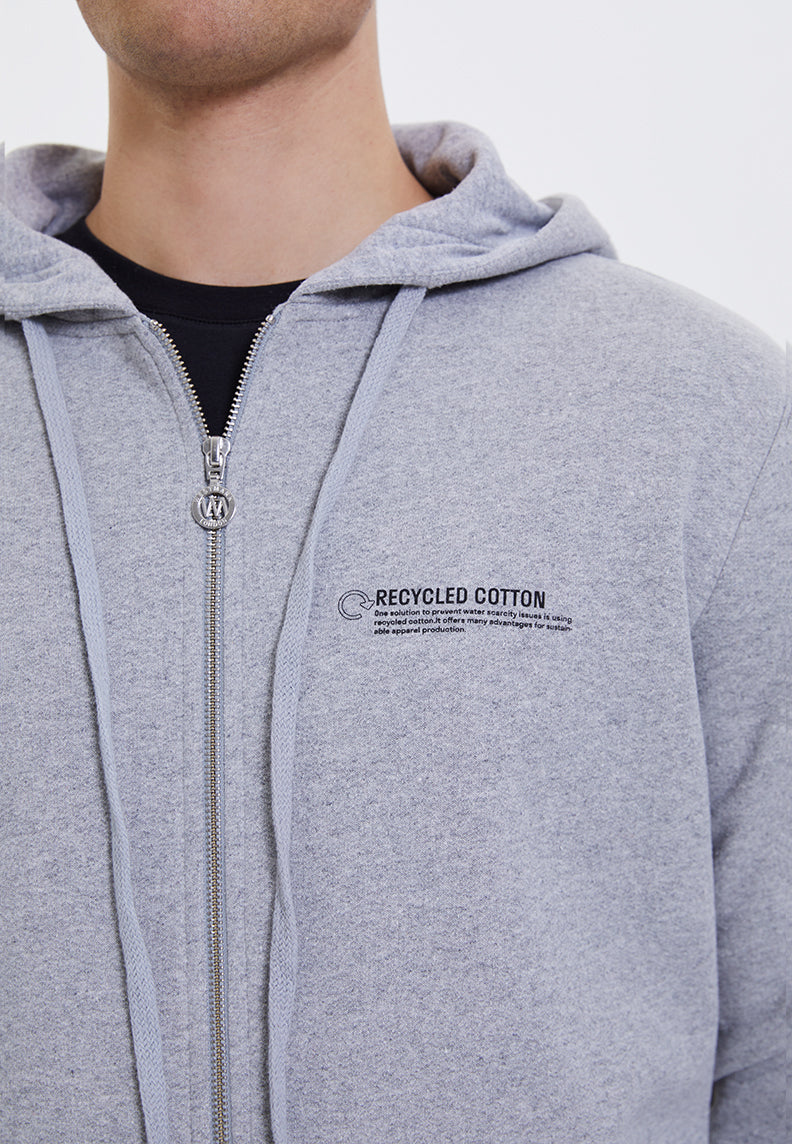WMRECYCLED ZIP HOODIE in Grey Melange