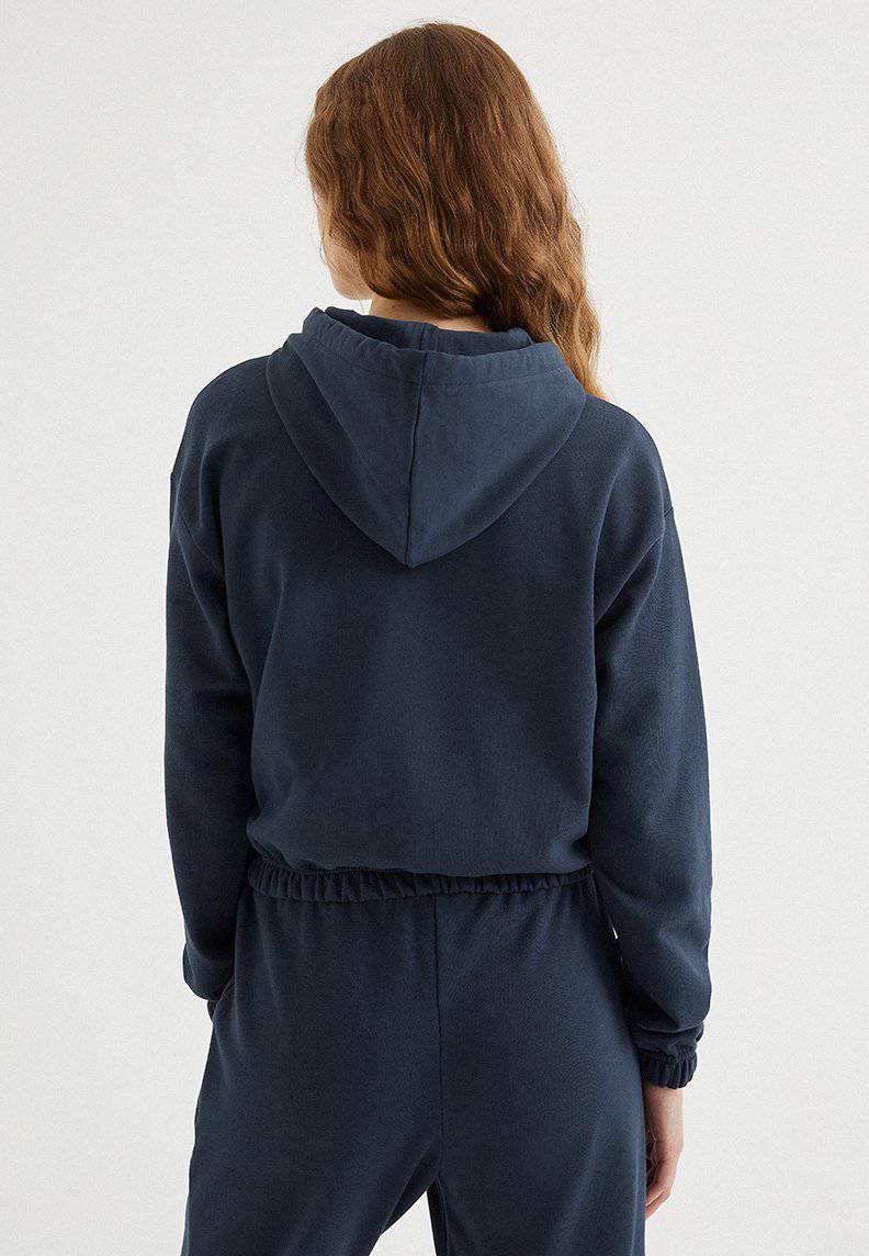 ENJOY CROPPED ZIP HOODIE in Blue Night