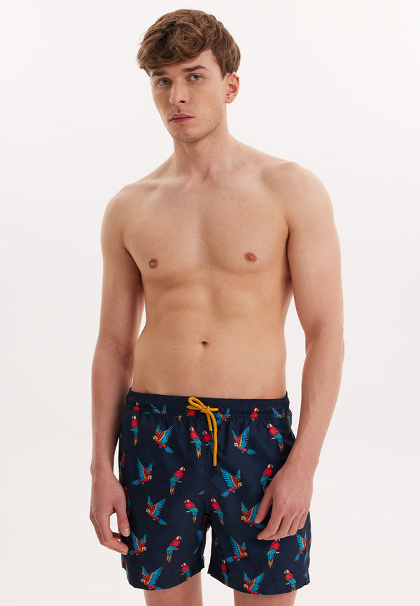 WMANIMAL PARROT SWIM SHORTS in Navy AOP