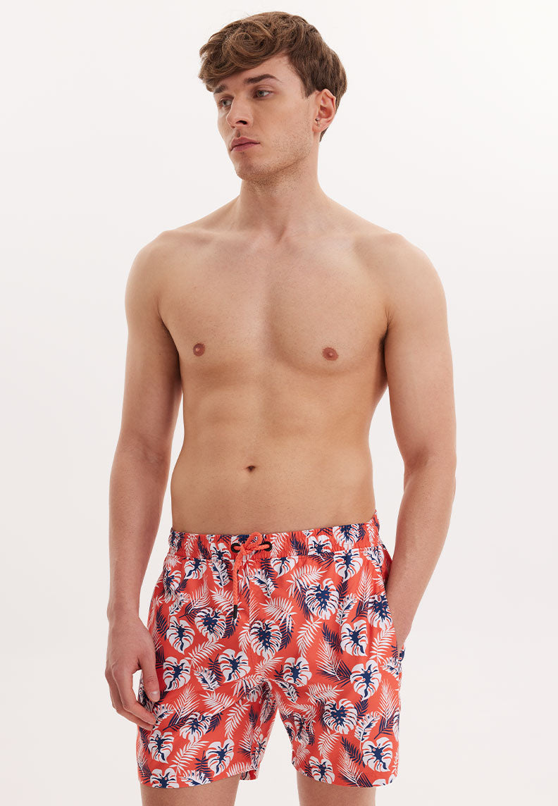 WMBOTANIC PALM SWIM SHORTS in Orange AOP