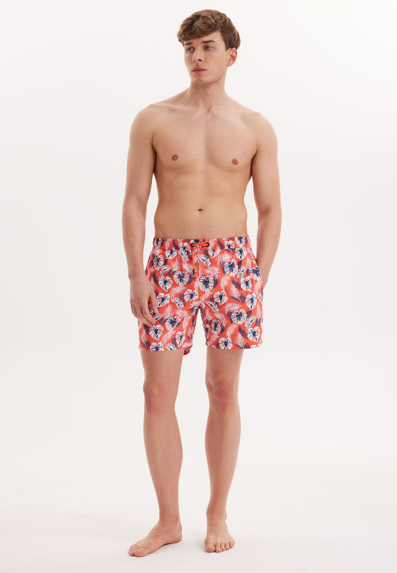 WMBOTANIC PALM SWIM SHORTS in Orange AOP