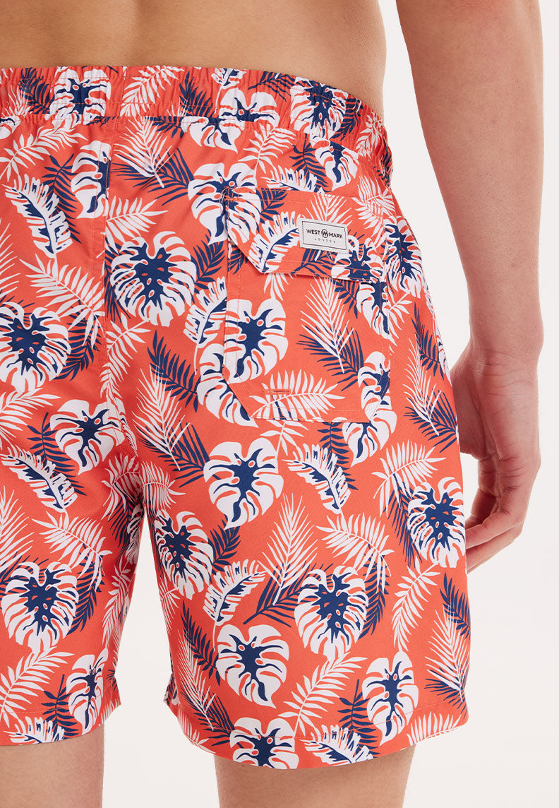 WMBOTANIC PALM SWIM SHORTS in Orange AOP