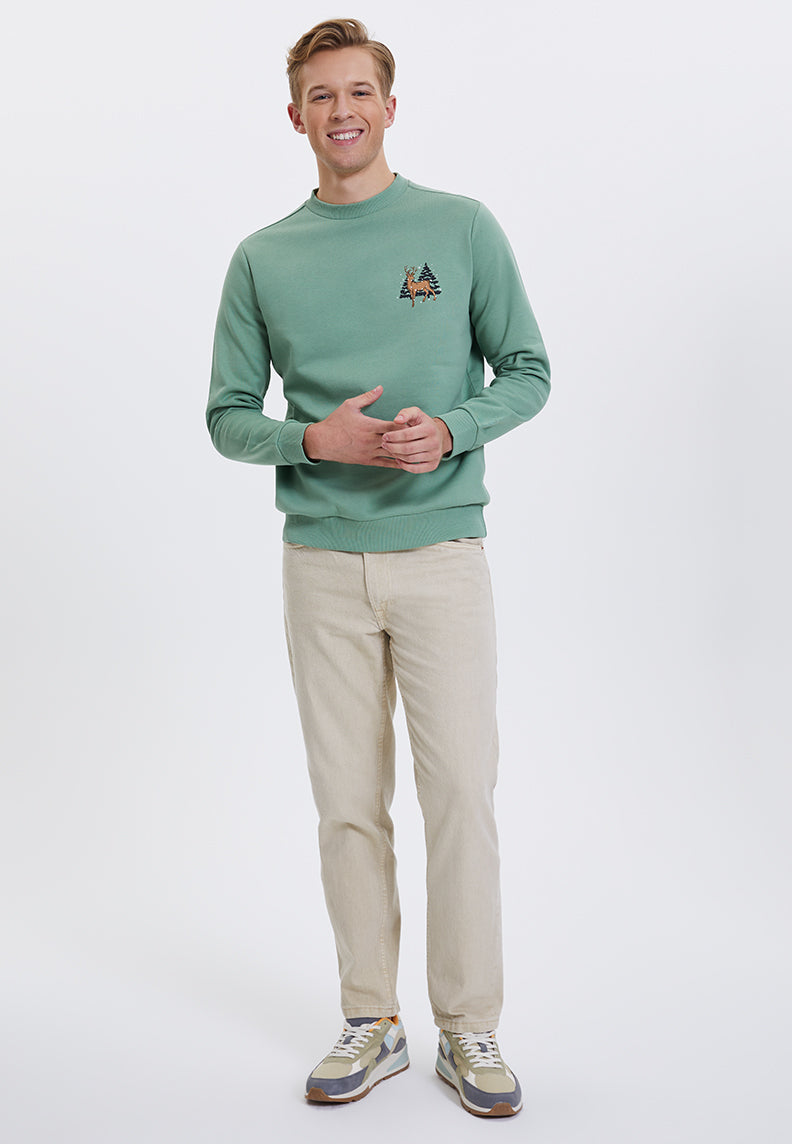 WMXMAS DEER SWEAT in Hedge Green