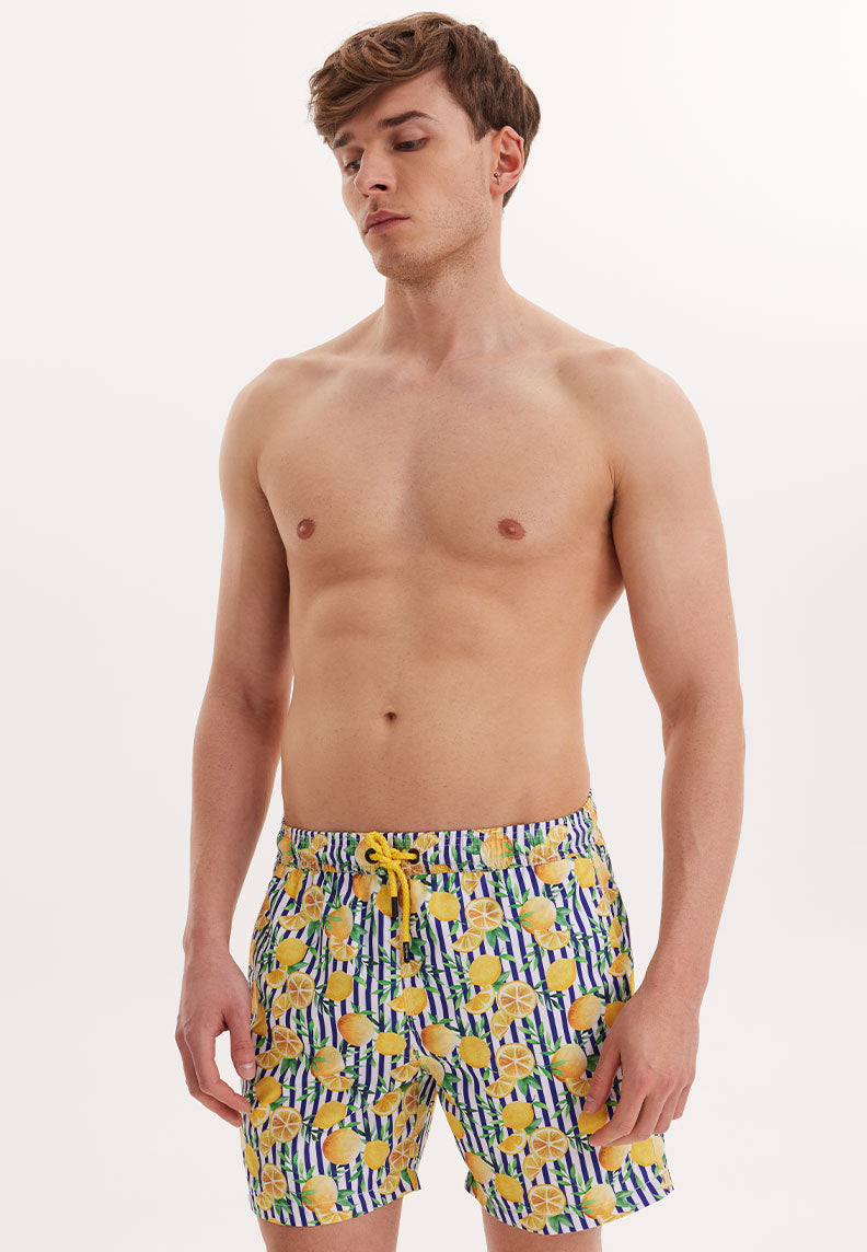 WMSTRIPE LIME SWIM SHORTS in Yellow AOP