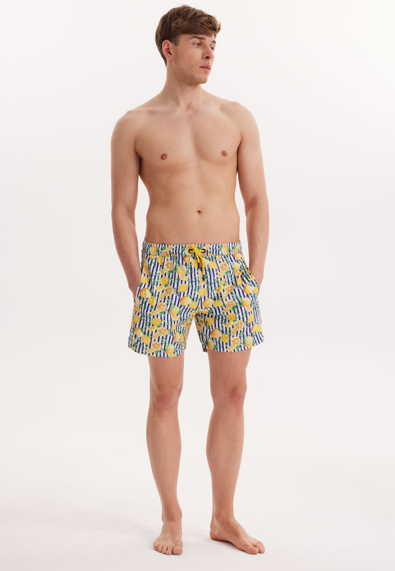 WMSTRIPE LIME SWIM SHORTS in Yellow AOP