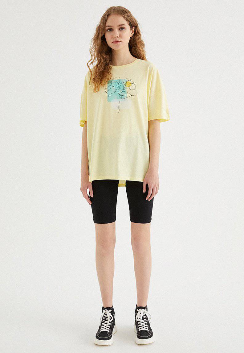 WATERCOLOUR LEAF OVERSIZE TEE