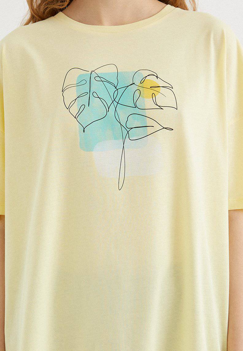WATERCOLOUR LEAF OVERSIZE TEE