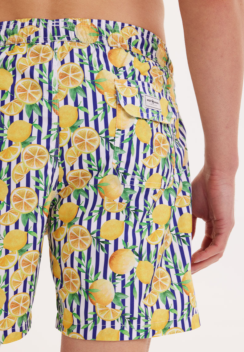 KIDS WMSTRIPE LIME SWIM SHORTS in Yellow AOP