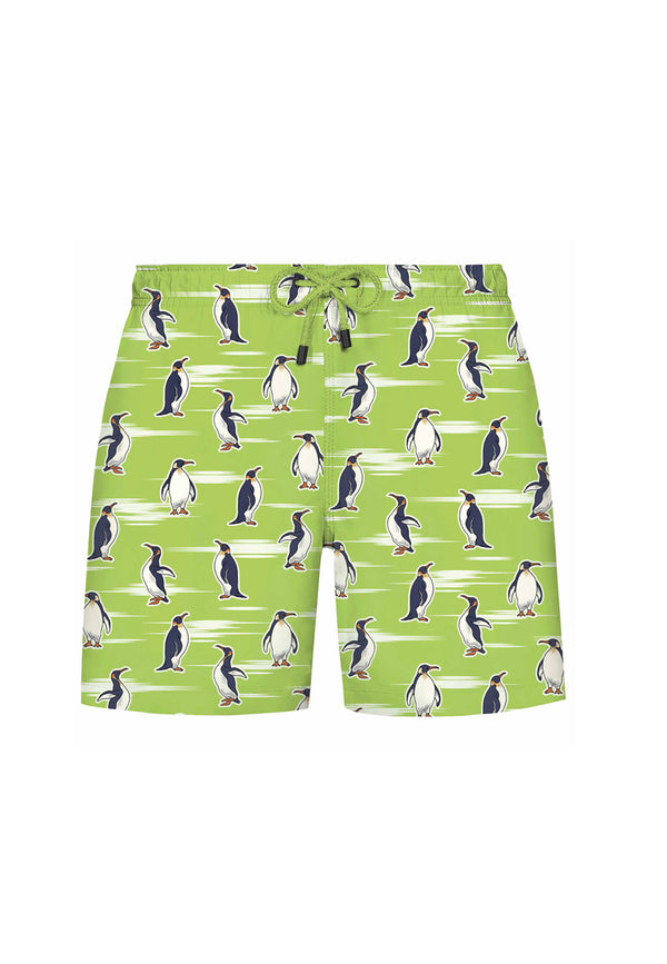 KIDS WMANIMAL PENGUIN SWIM SHORTS in Green AOP