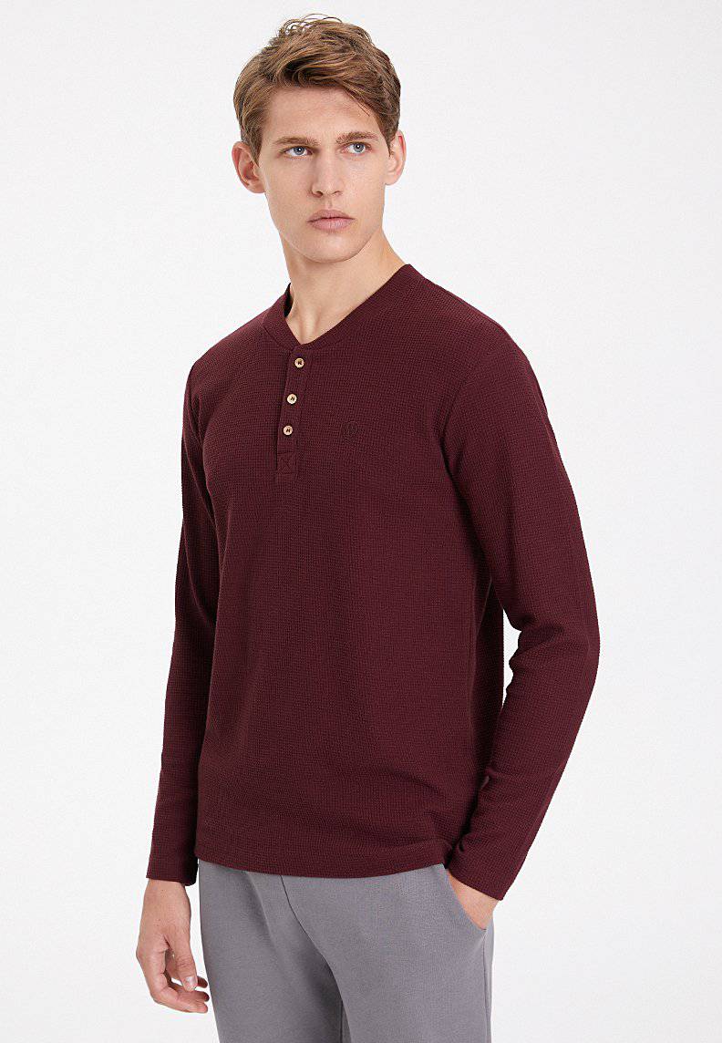 ESSENTIALS LONG SLEEVE HENLEY in Port Royale