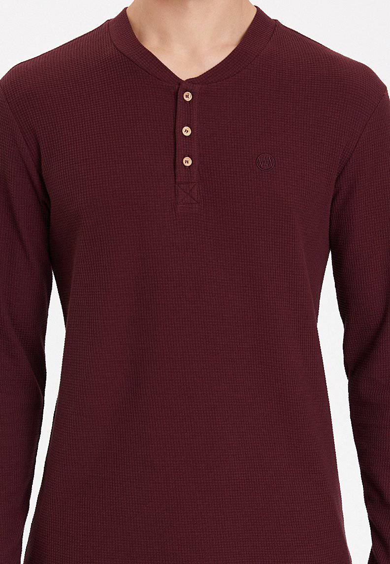 ESSENTIALS LONG SLEEVE HENLEY in Port Royale