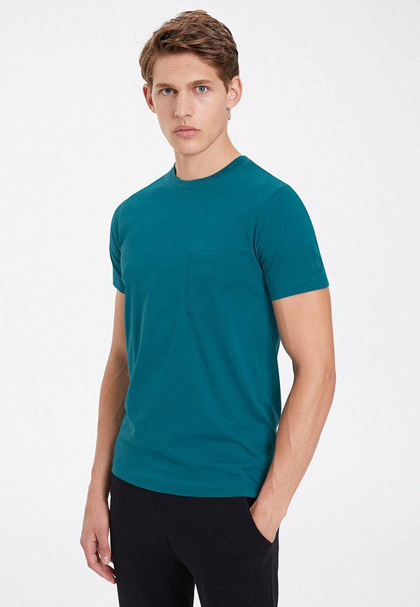 ESSENTIALS TEE W/POCKET in Blue Coral