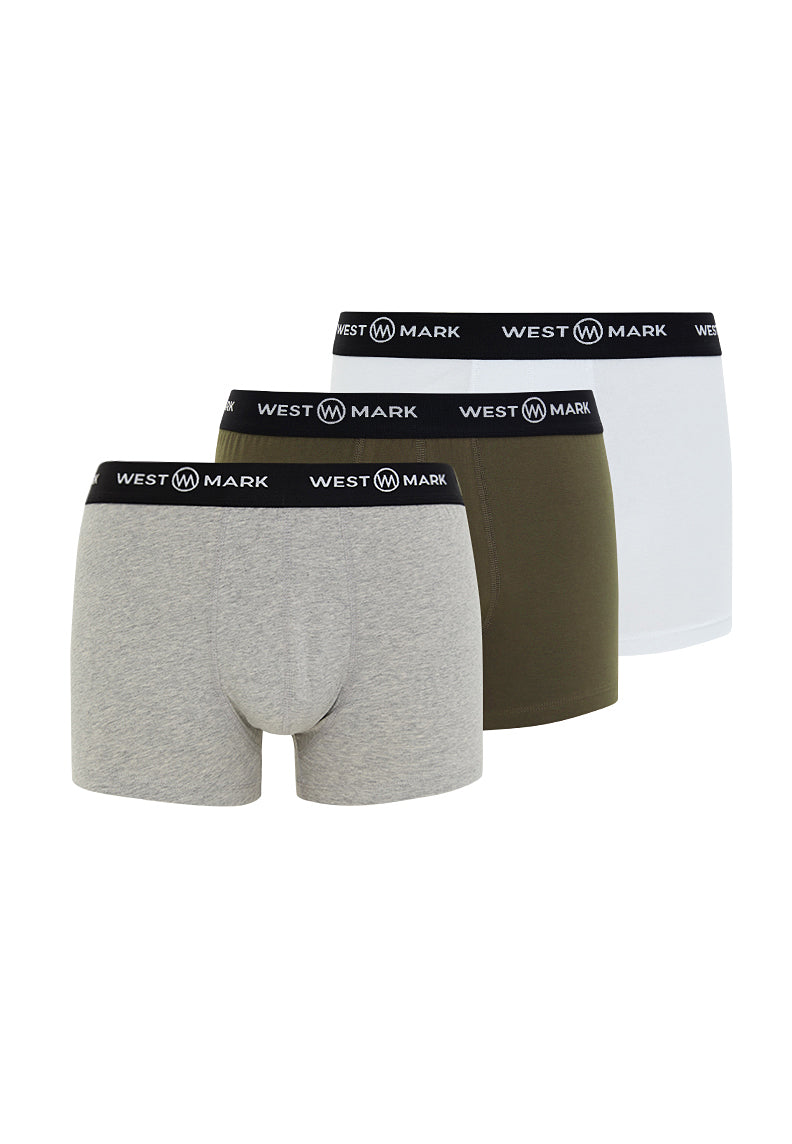 OSCAR TRUNK 3-PACK in White, Grey Melange, Khaki