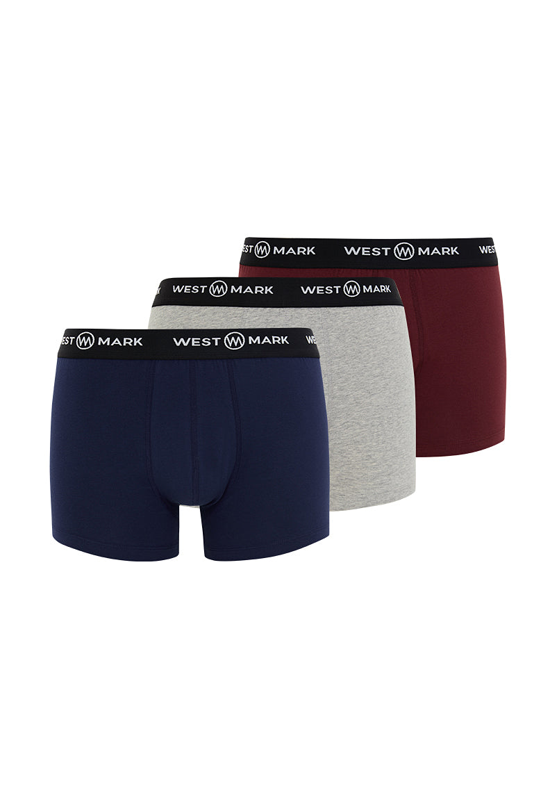 OSCAR TRUNK 3-PACK in Navy, Bordeaux, Grey Melange