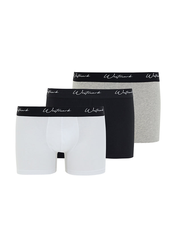 LUCAS TRUNK 3-PACK in Black, White, Grey Melange