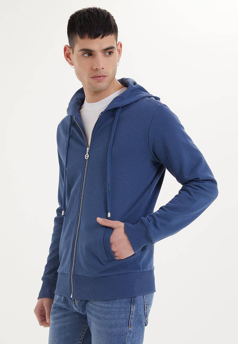 ESSENTIALS ZIP HOODIE in Dark Denim